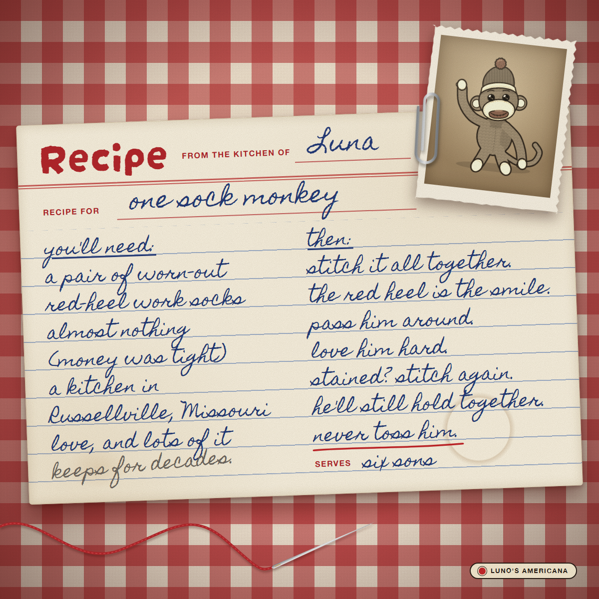 Luna's recipe card