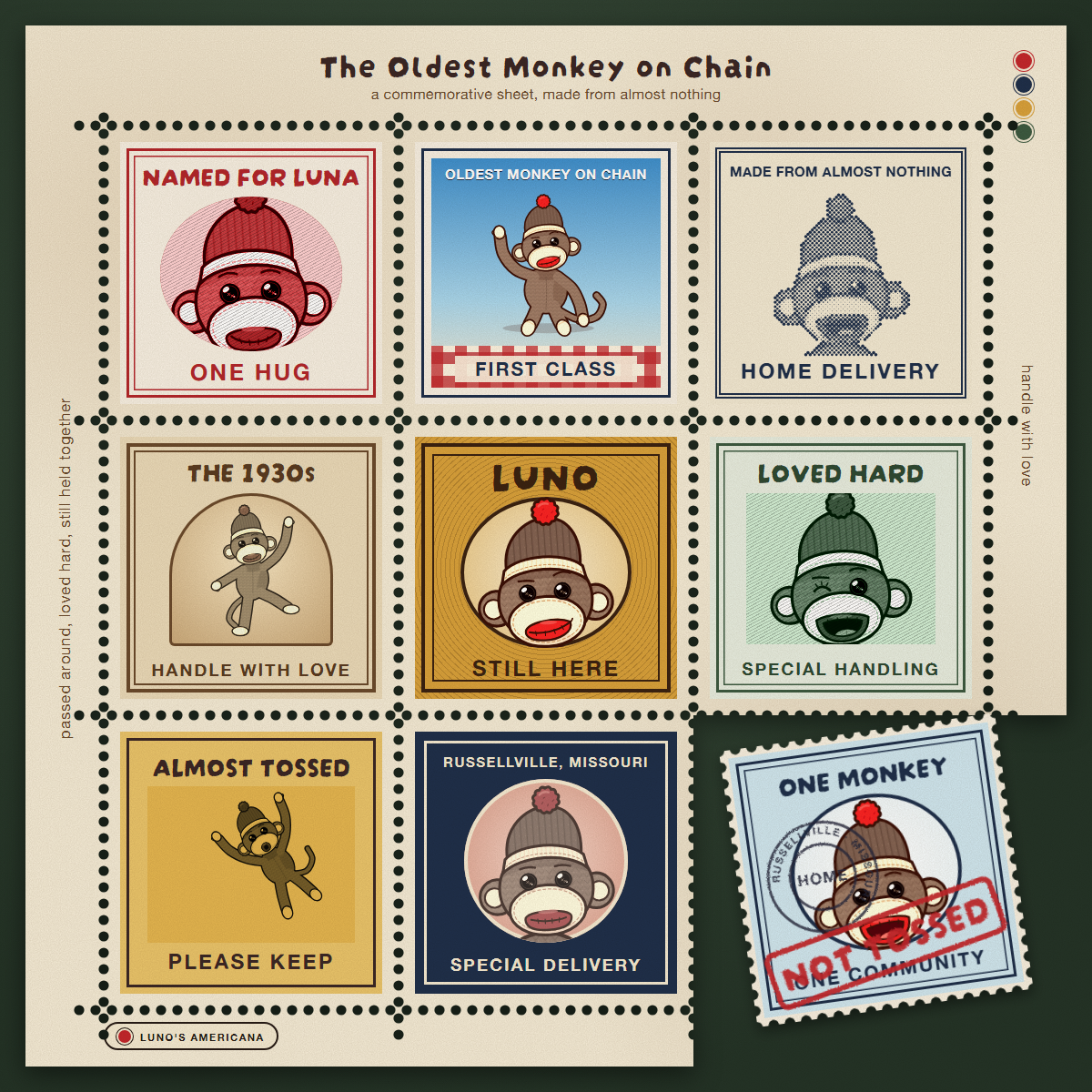 Sheet of Luno stamps
